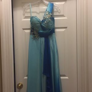 Turquoise prom dress by ALLURE